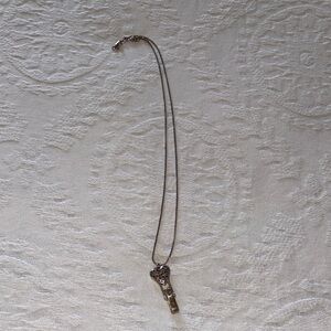 Gently Loved Floating Heart Badge Clip Necklace by BRIGHTON Silver/Gold Pltd